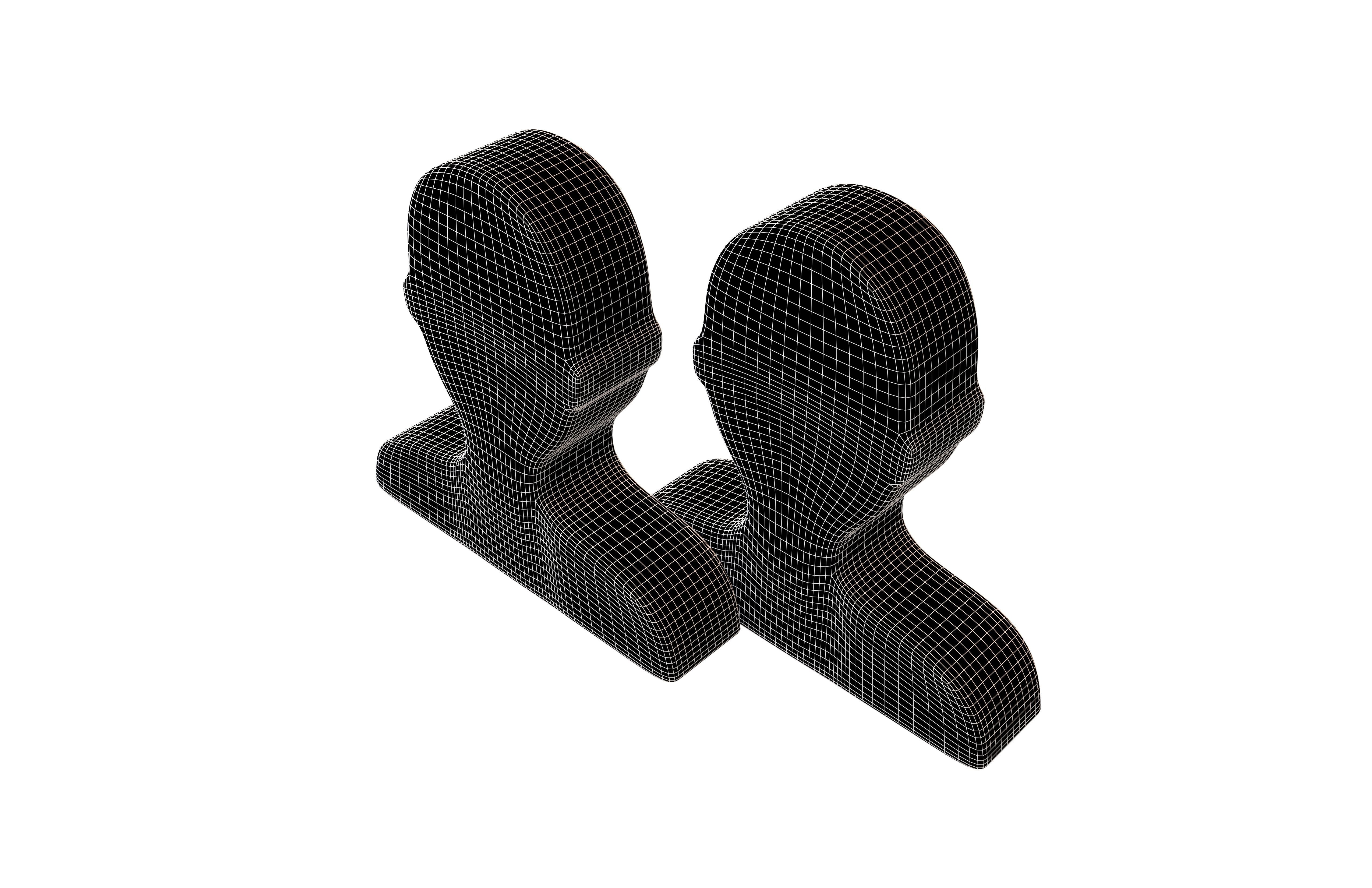 Two People Bust in Silhouette v1 007 Low-poly 3D model_6