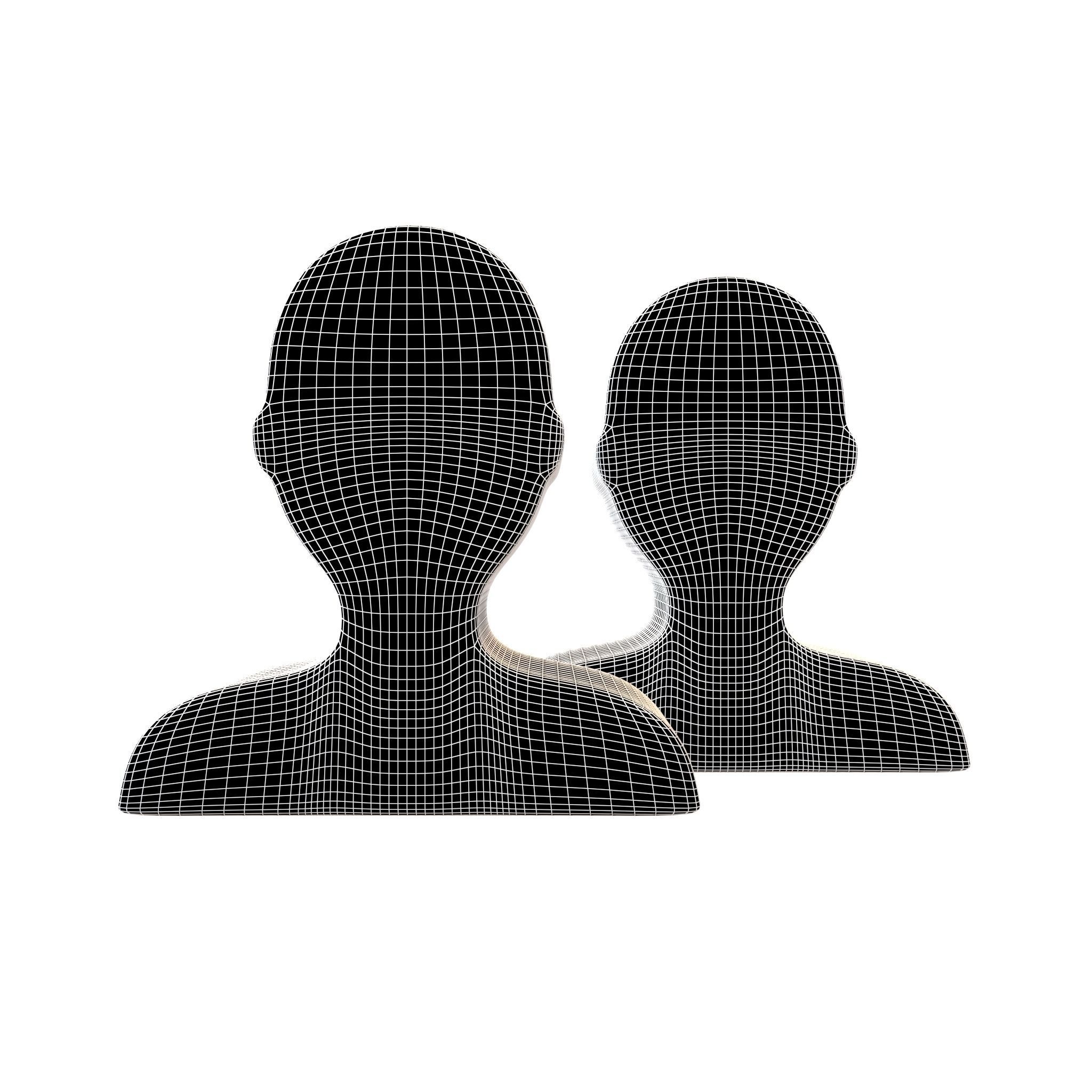Two People Bust in Silhouette v1 009 Low-poly 3D model_4