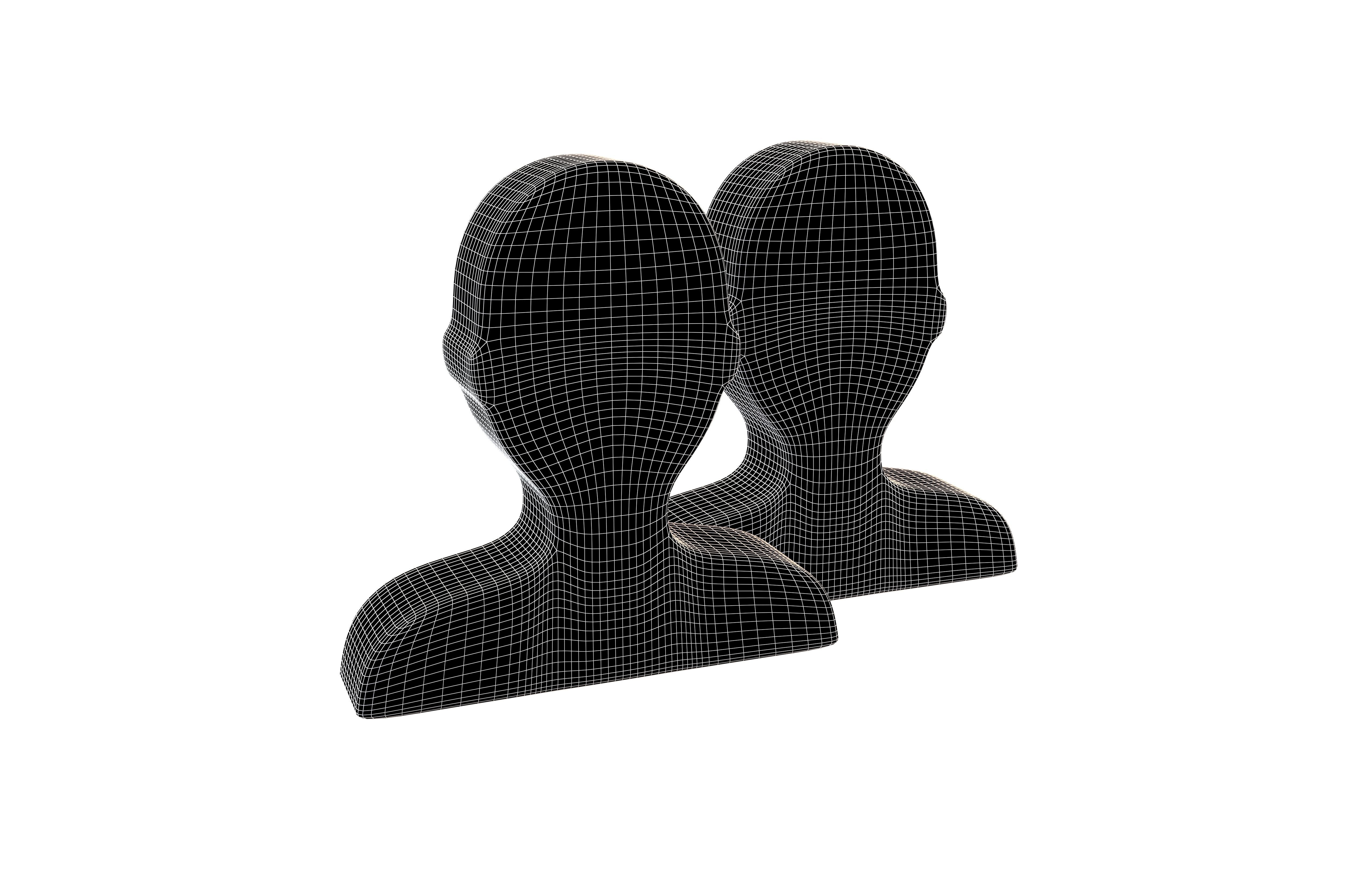 Two People Bust in Silhouette v1 009 Low-poly 3D model_5