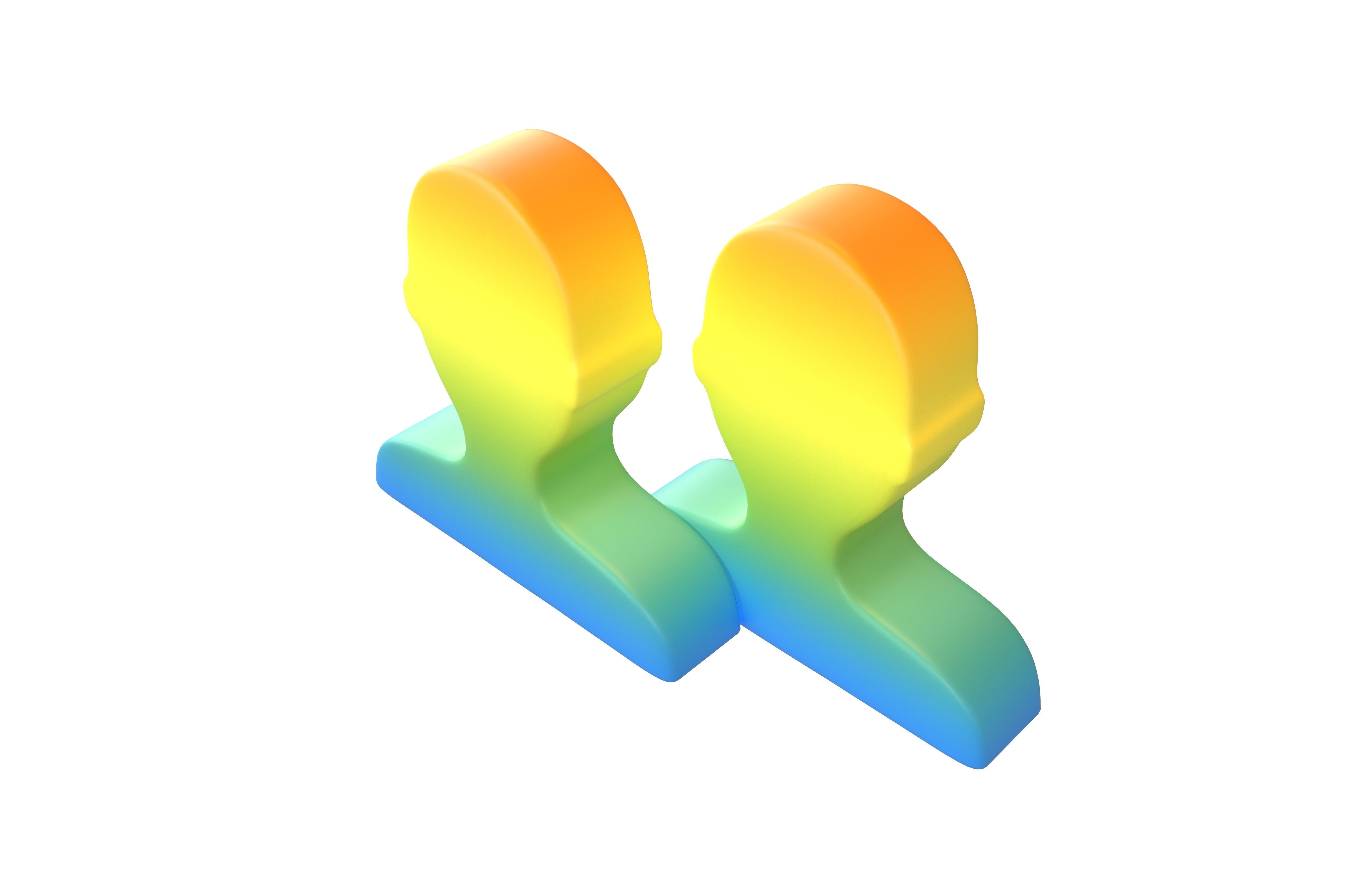 Two People Bust in Silhouette v1 009 Low-poly 3D model_2