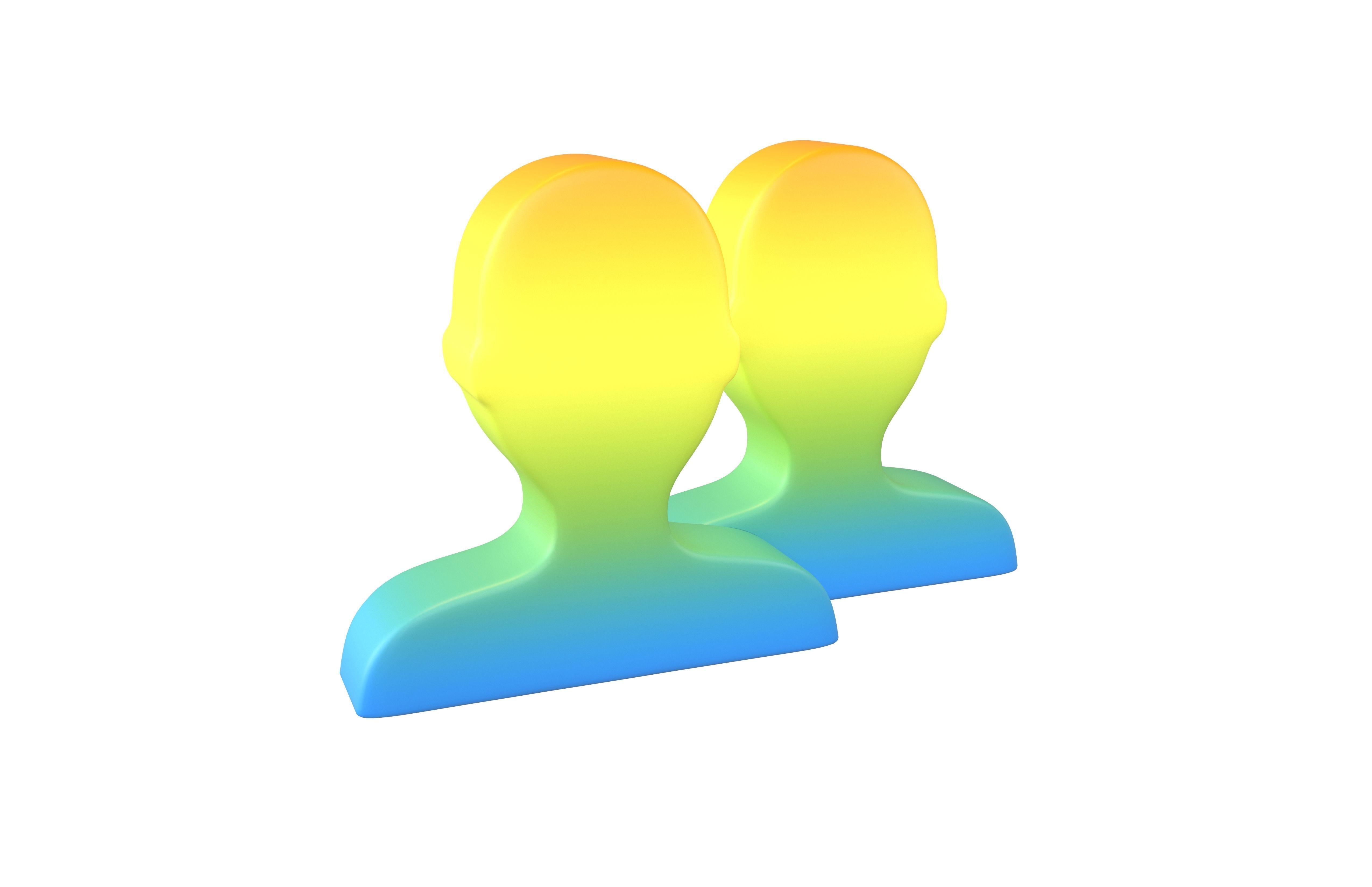 Two People Bust in Silhouette v1 009 Low-poly 3D model_1