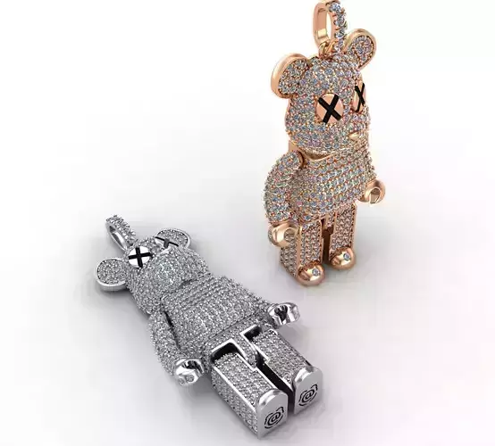 BearBrick Full Diamonds Pendant 01