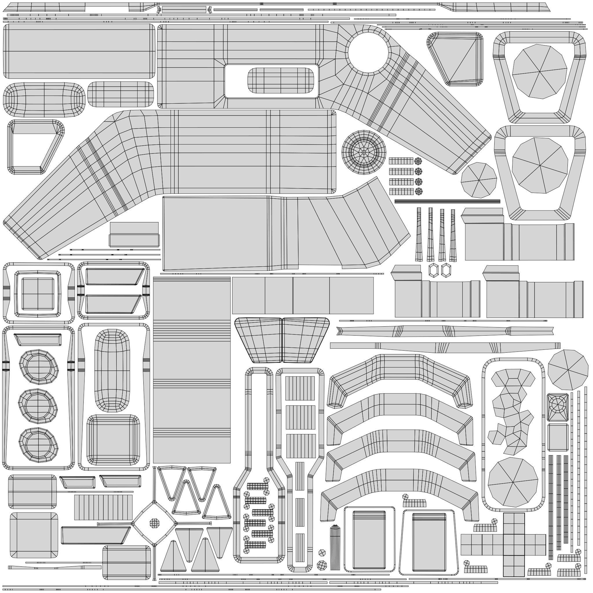 Future office desk Low-poly 3D model_9
