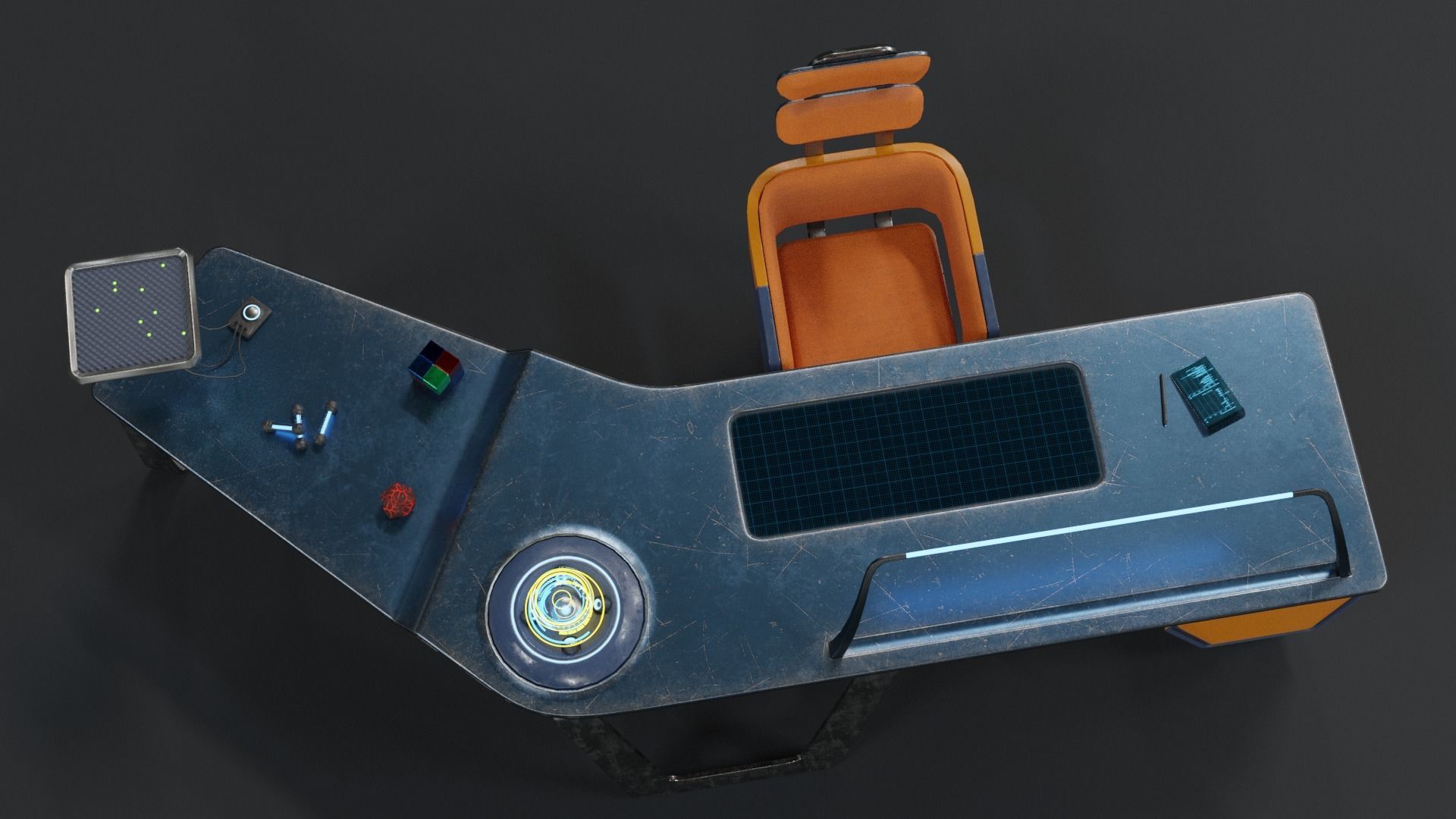 Future office desk Low-poly 3D model_6