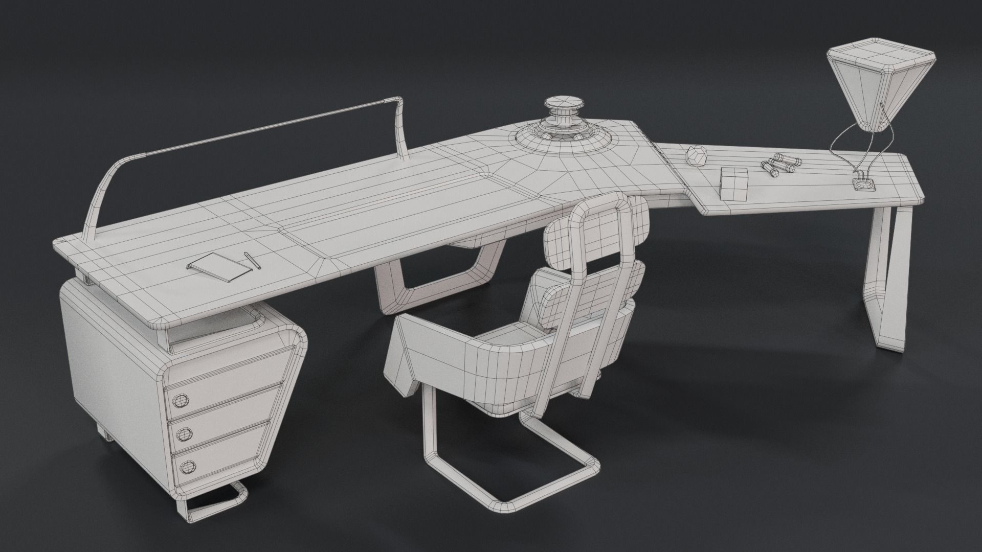Future office desk Low-poly 3D model_8