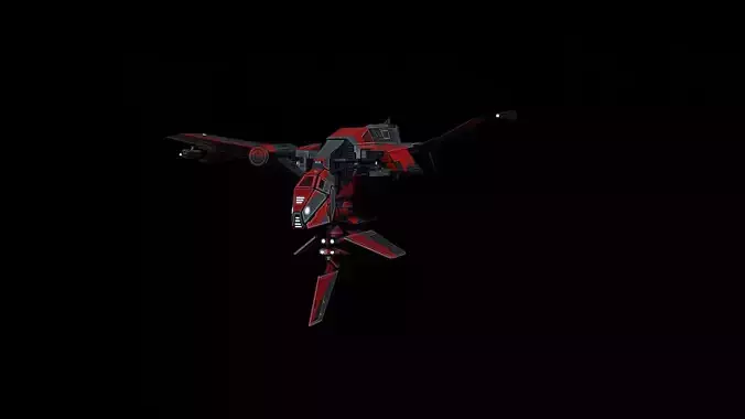 Red Fighter Game Asset