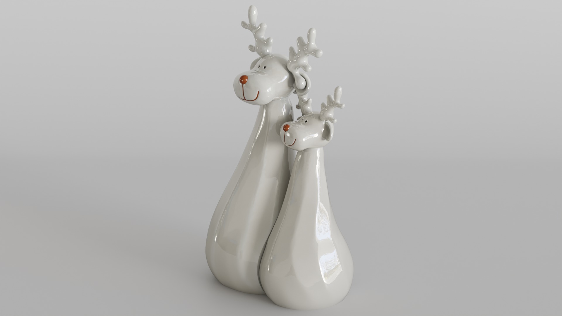 Charming Minimalist Reindeer Couple Sculpture 3D print model_7