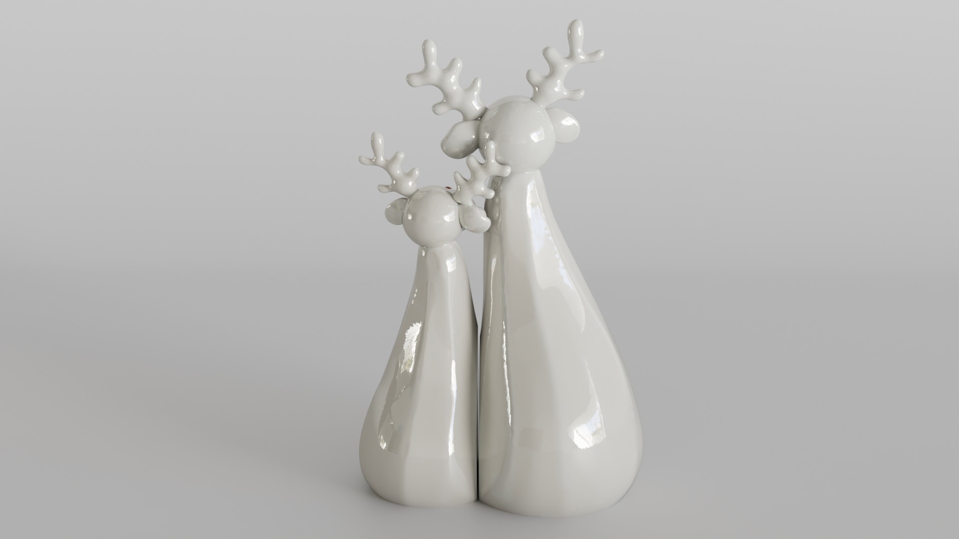 Charming Minimalist Reindeer Couple Sculpture 3D print model_4