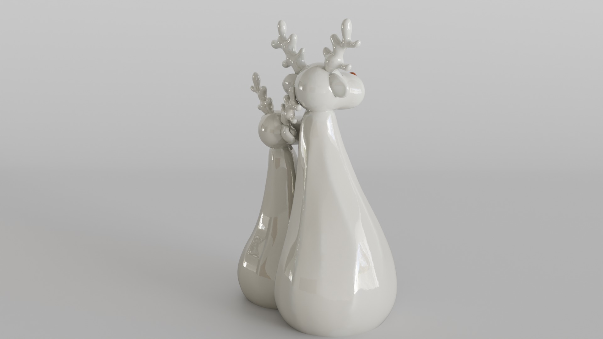 Charming Minimalist Reindeer Couple Sculpture 3D print model_3