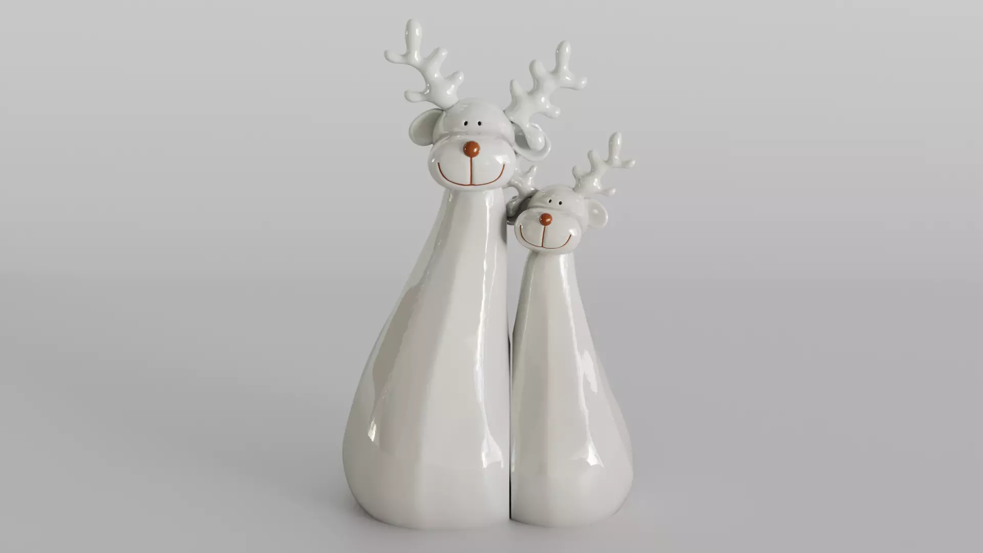 Charming Minimalist Reindeer Couple Sculpture 3D print model_0