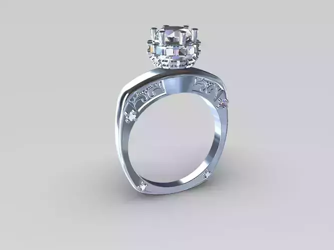 Princess brilliant engagement ring     stl file verified