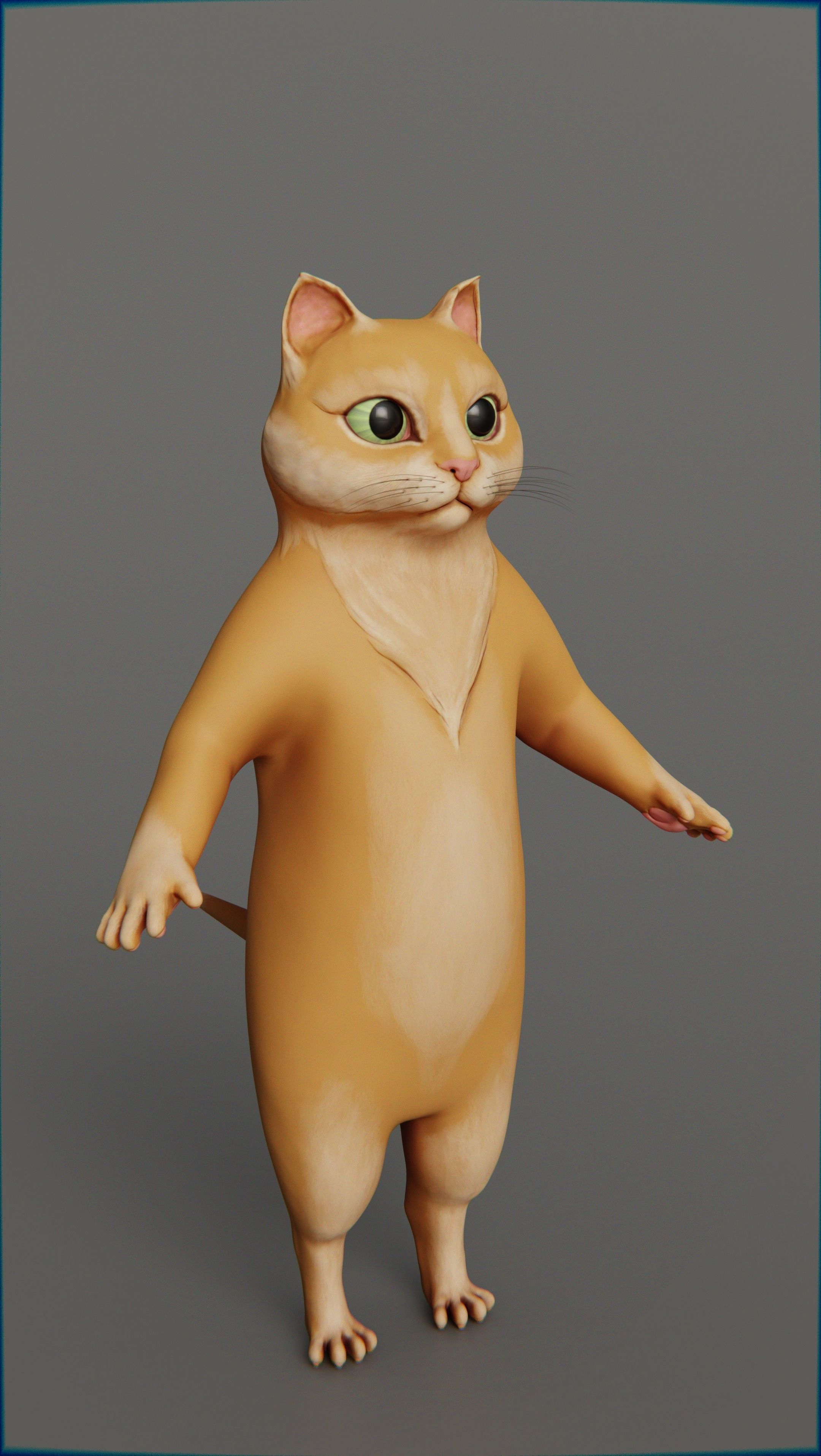 Cartoon cat Low-poly 3D model_7