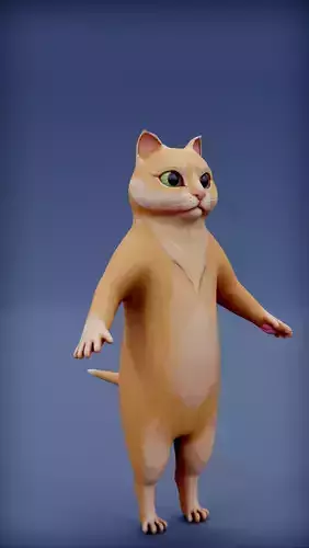 Cartoon cat Low-poly 3D model