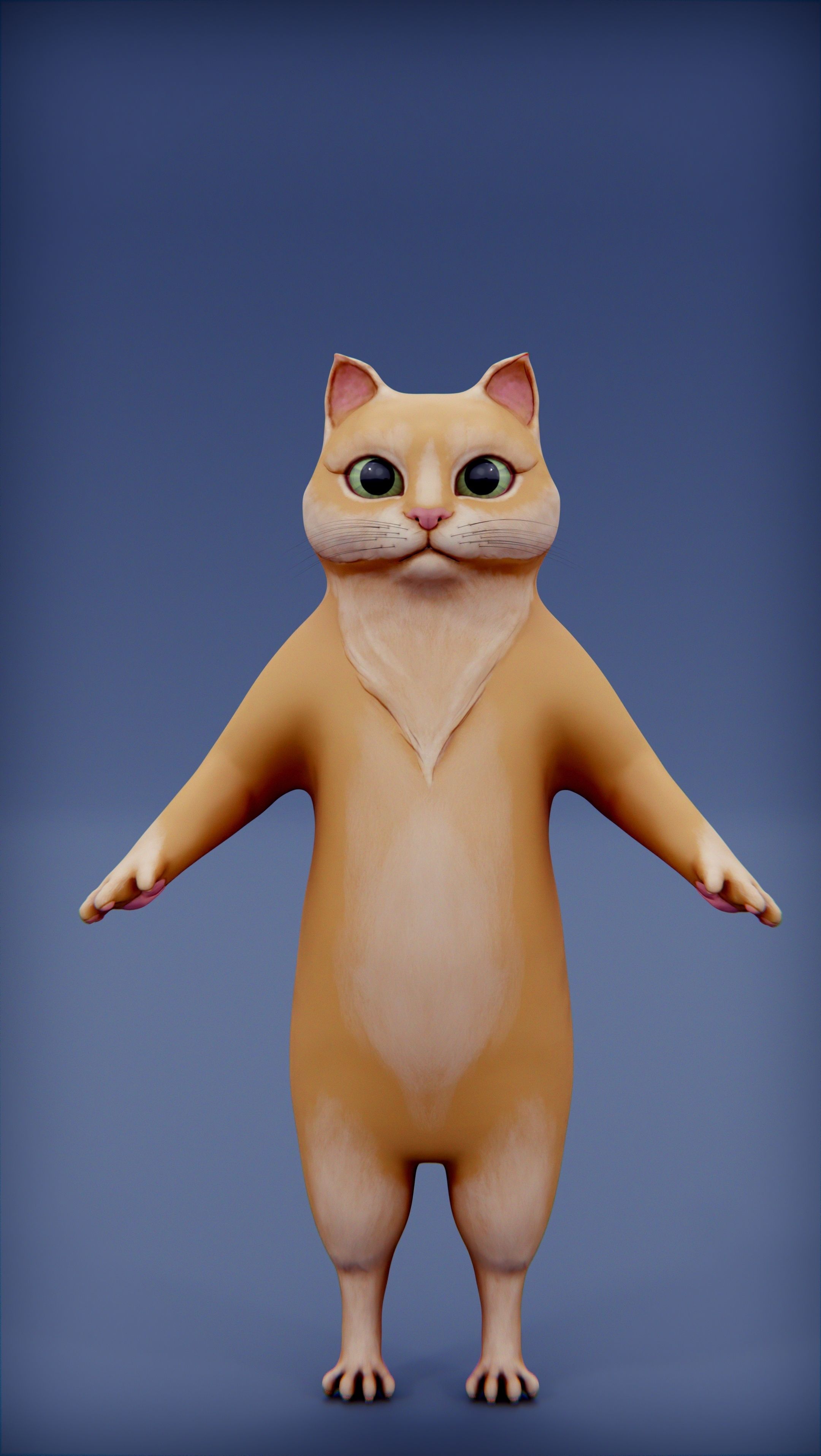 Cartoon cat Low-poly 3D model_1