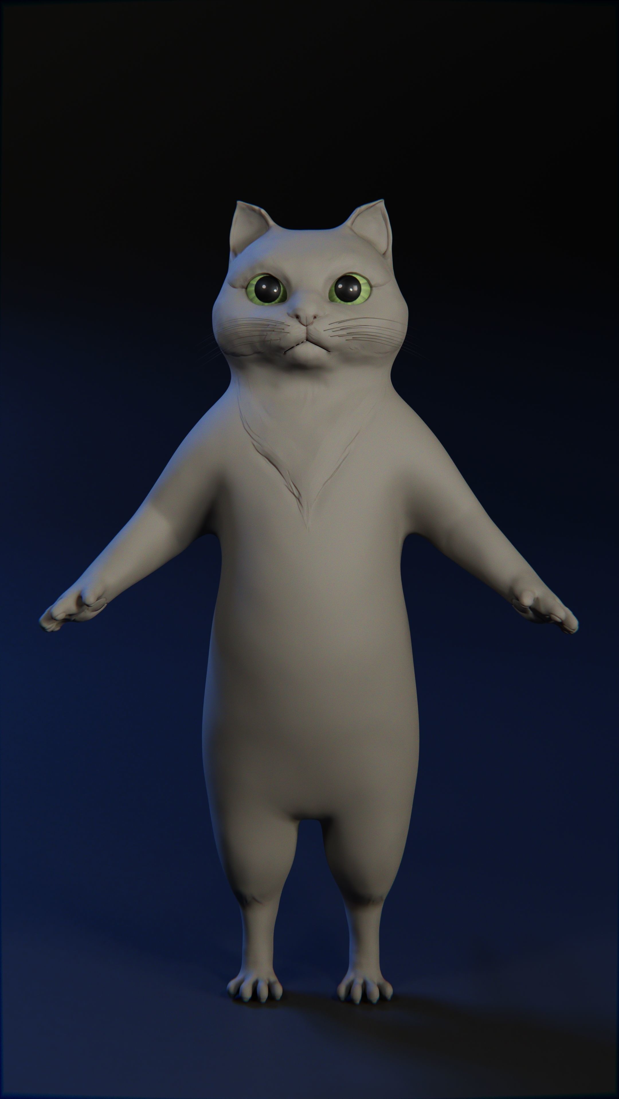 Cartoon cat Low-poly 3D model_4