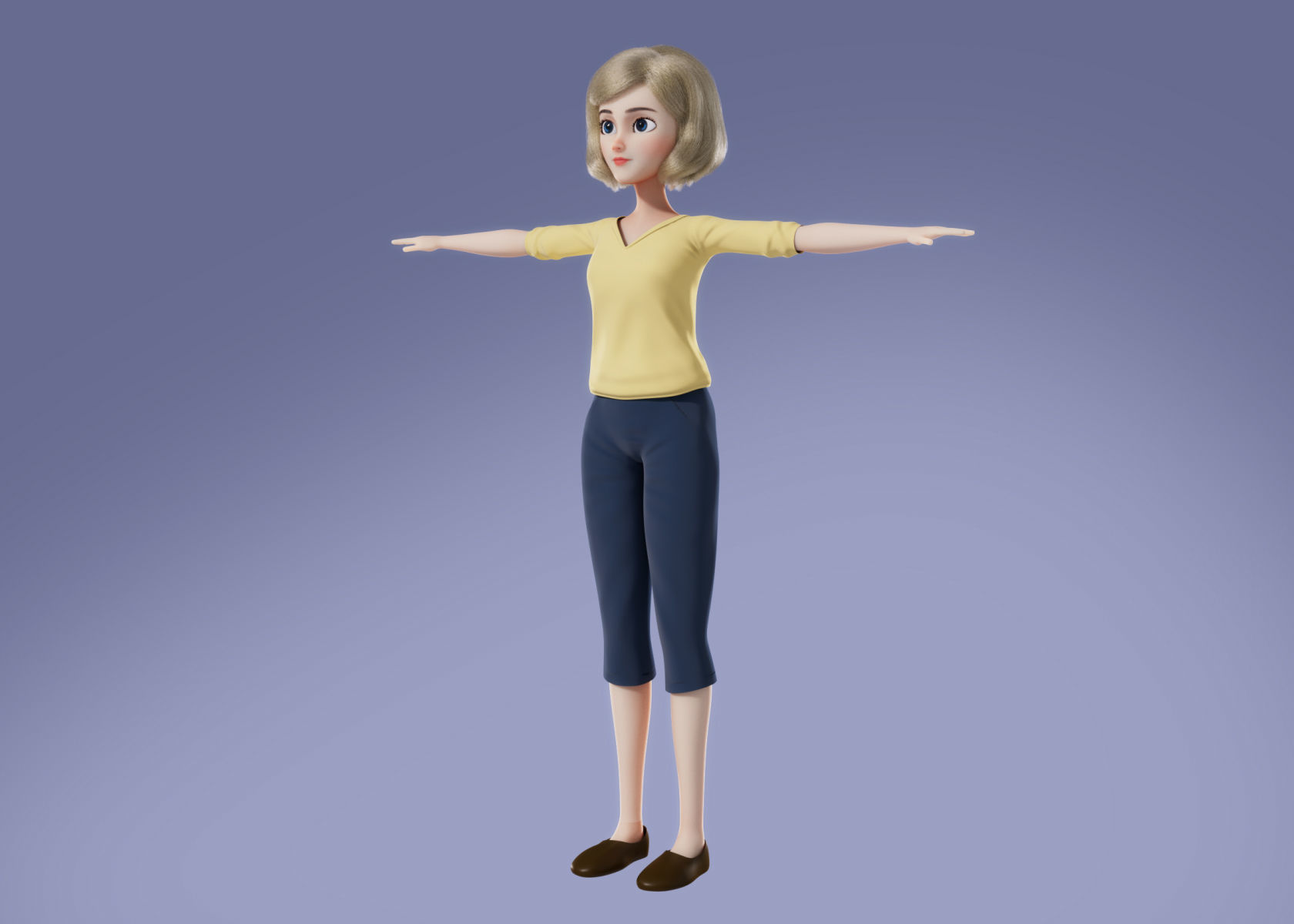 Cartoon Woman 3D model Rigged 3D model_4