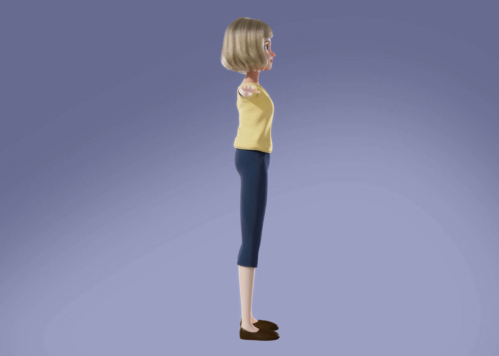 Cartoon Woman 3D model Rigged 3D model_9