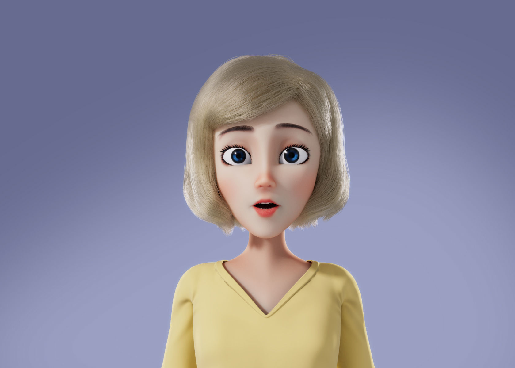 Cartoon Woman 3D model Rigged 3D model_15