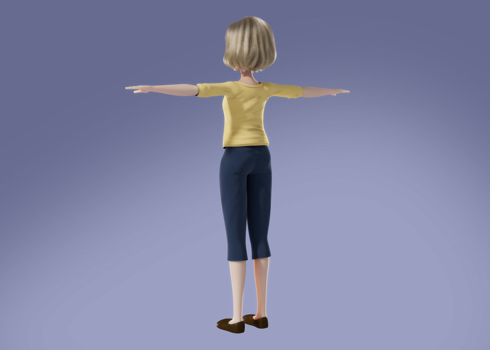 Cartoon Woman 3D model Rigged 3D model_6