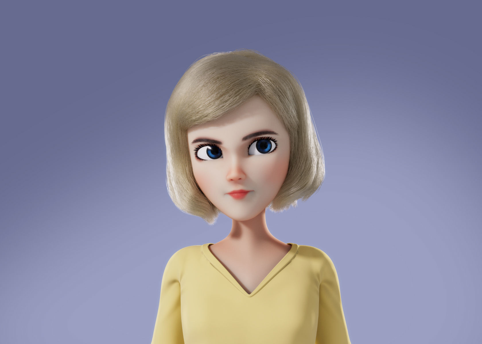 Cartoon Woman 3D model Rigged 3D model_13