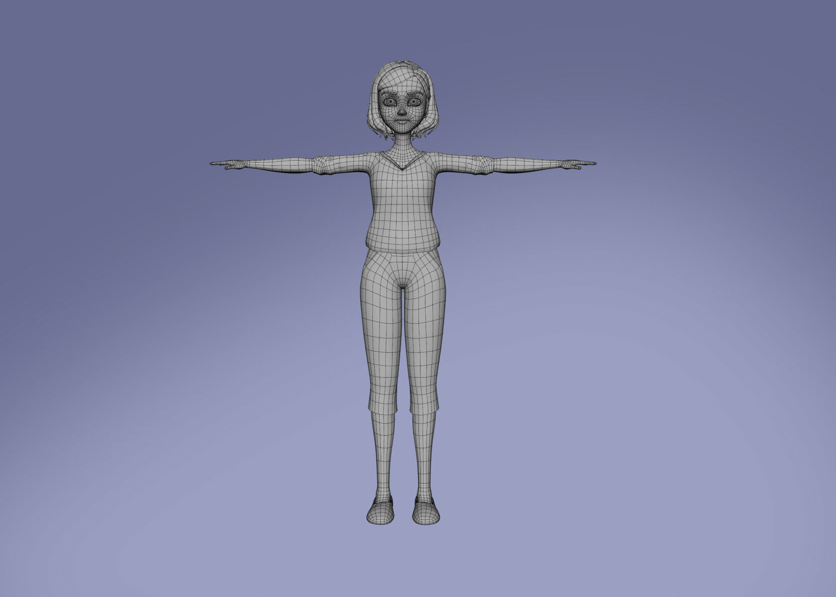 Cartoon Woman 3D model Rigged 3D model_19