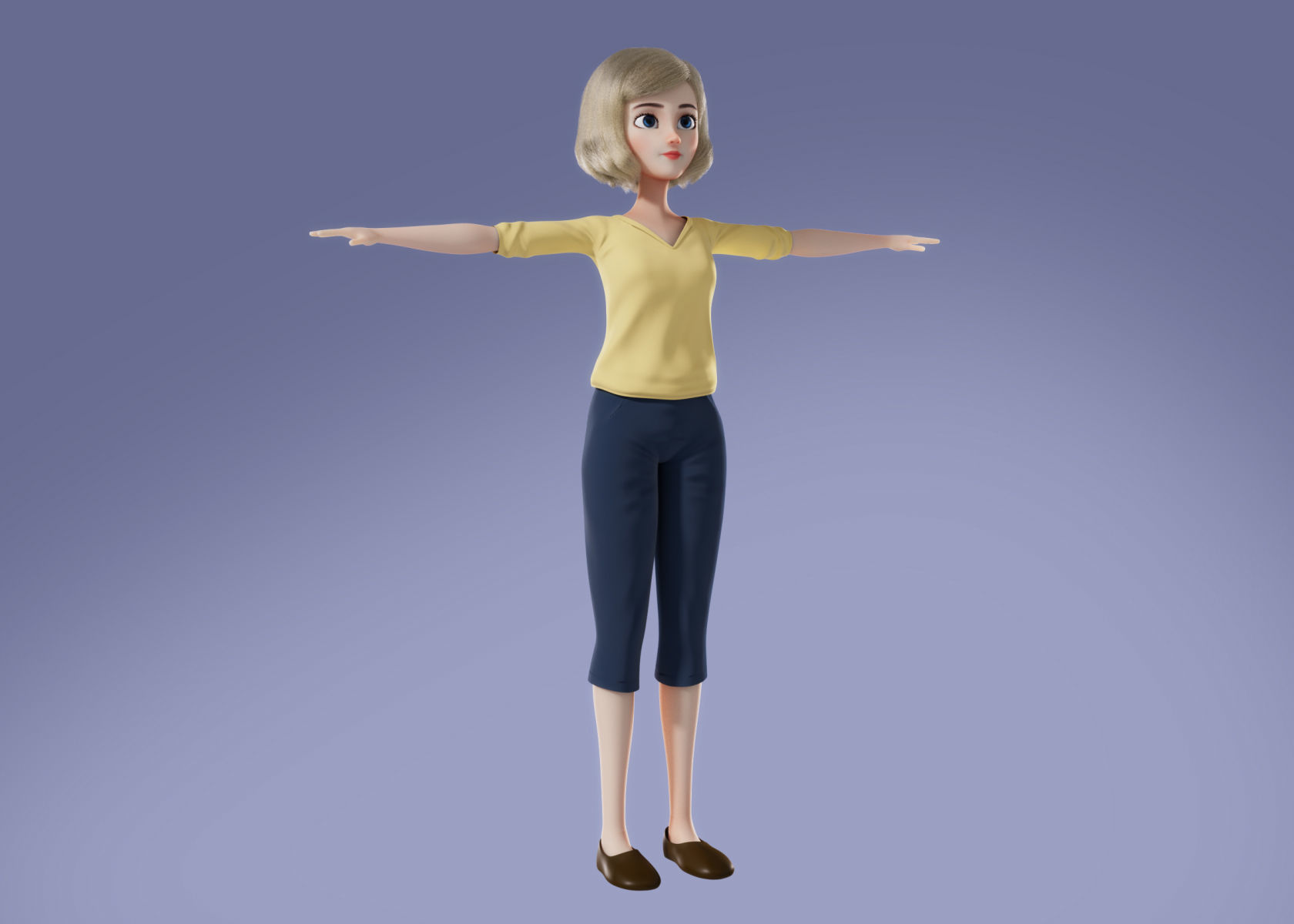 Cartoon Woman 3D model Rigged 3D model_10