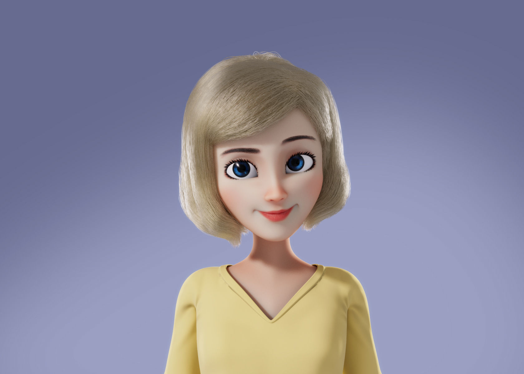 Cartoon Woman 3D model Rigged 3D model_18