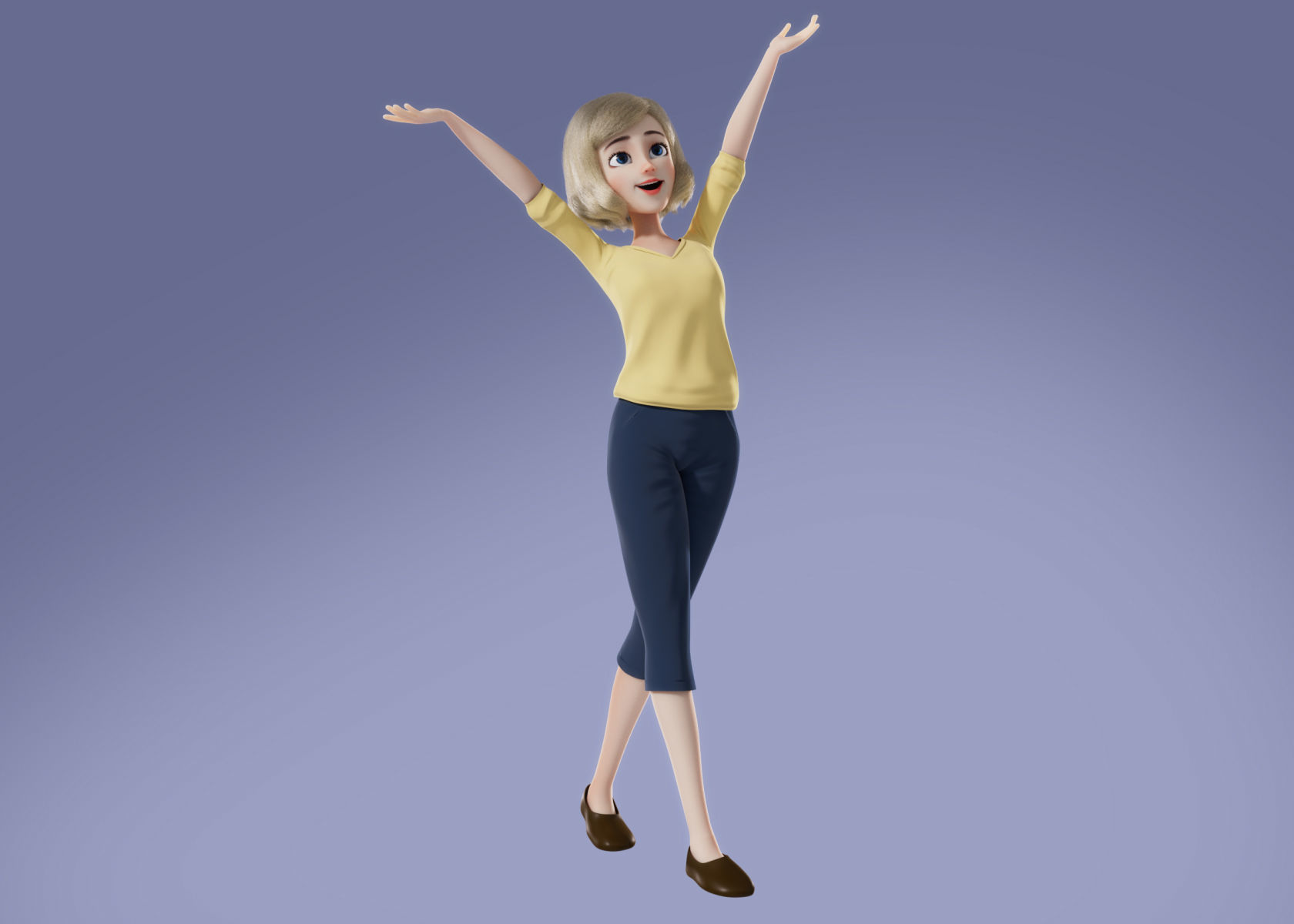 Cartoon Woman 3D model Rigged 3D model_2