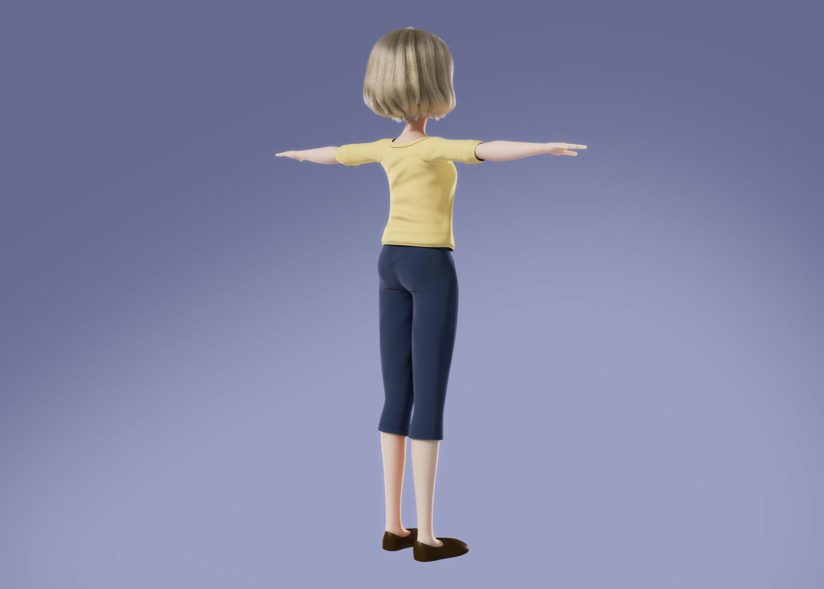 Cartoon Woman 3D model Rigged 3D model_8