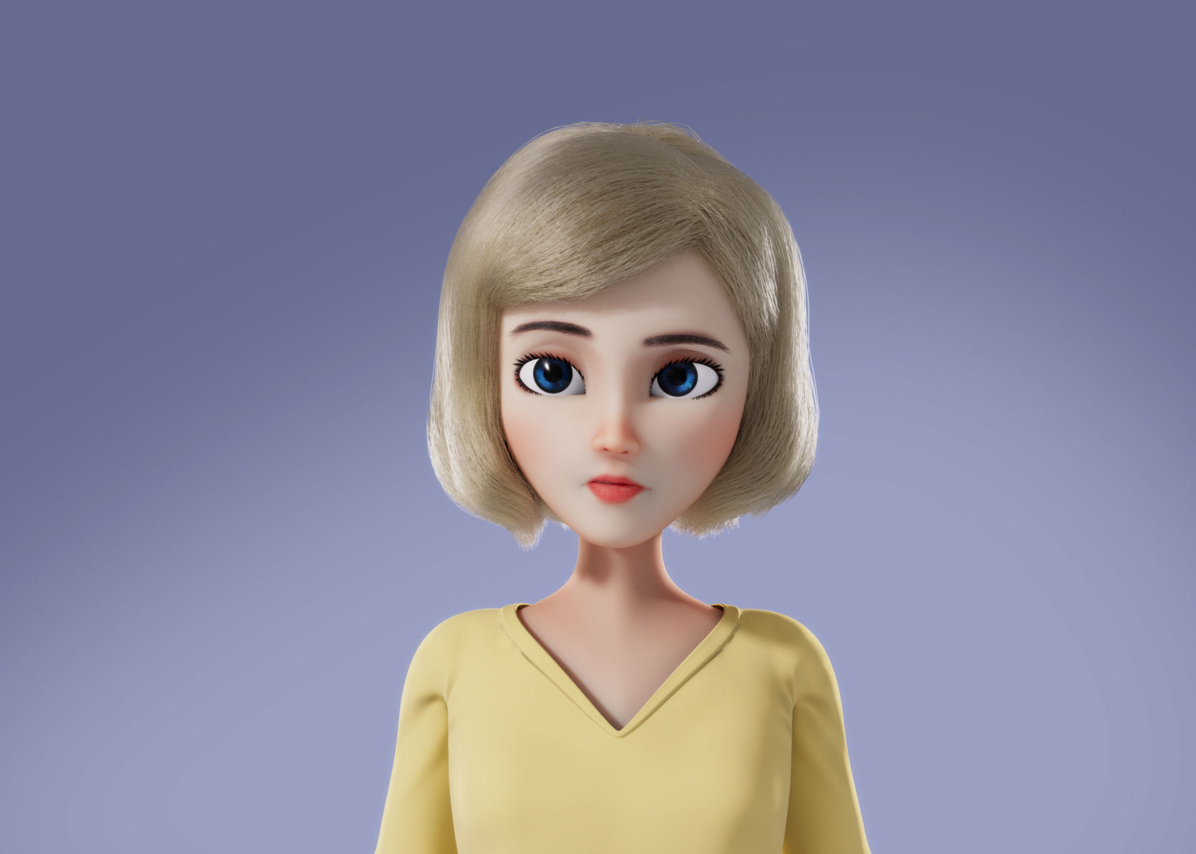 Cartoon Woman 3D model Rigged 3D model_16