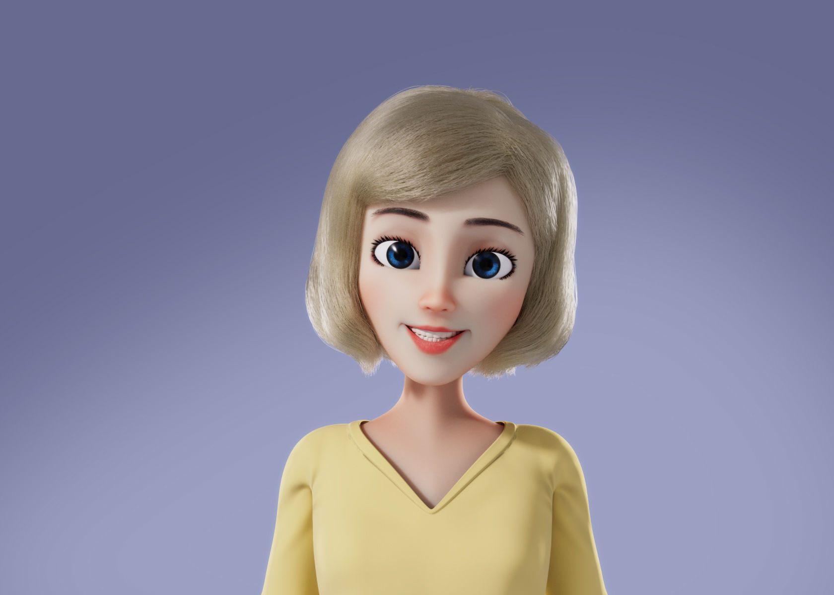 Cartoon Woman 3D model Rigged 3D model_17
