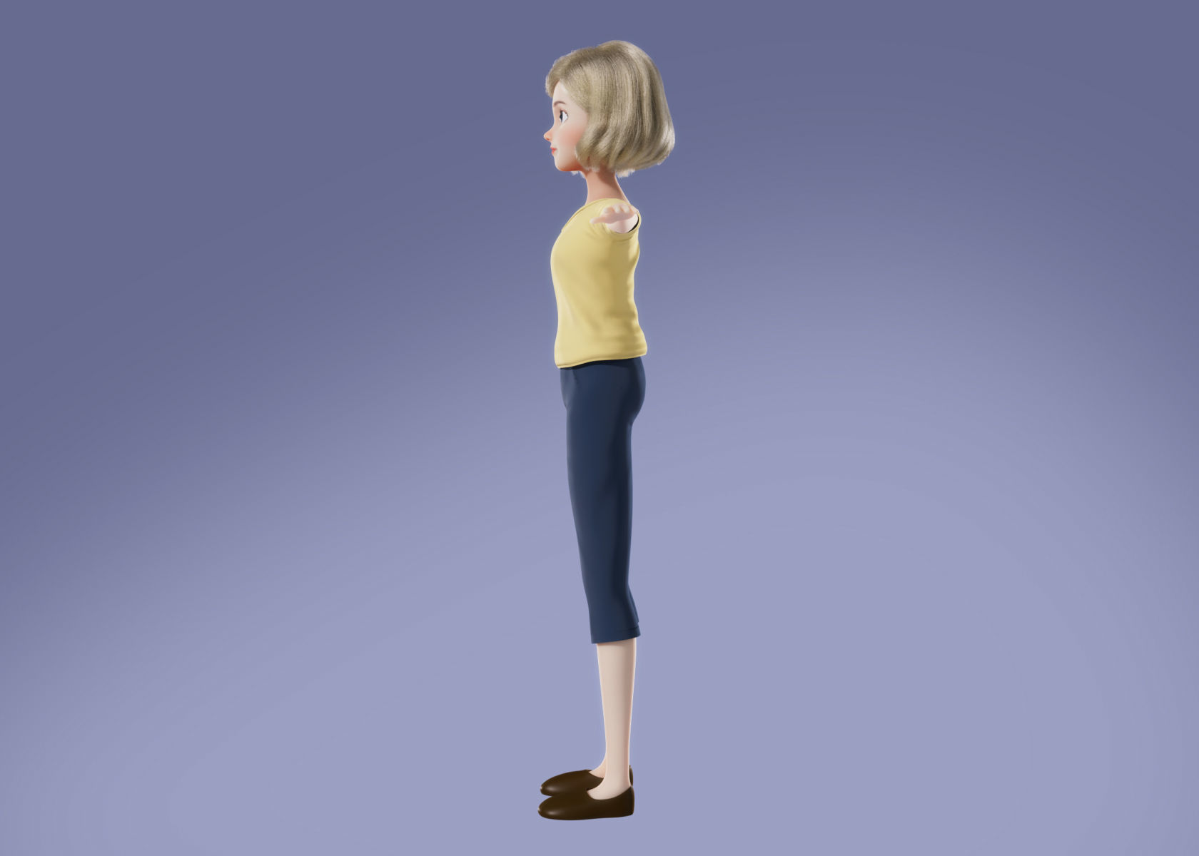 Cartoon Woman 3D model Rigged 3D model_5