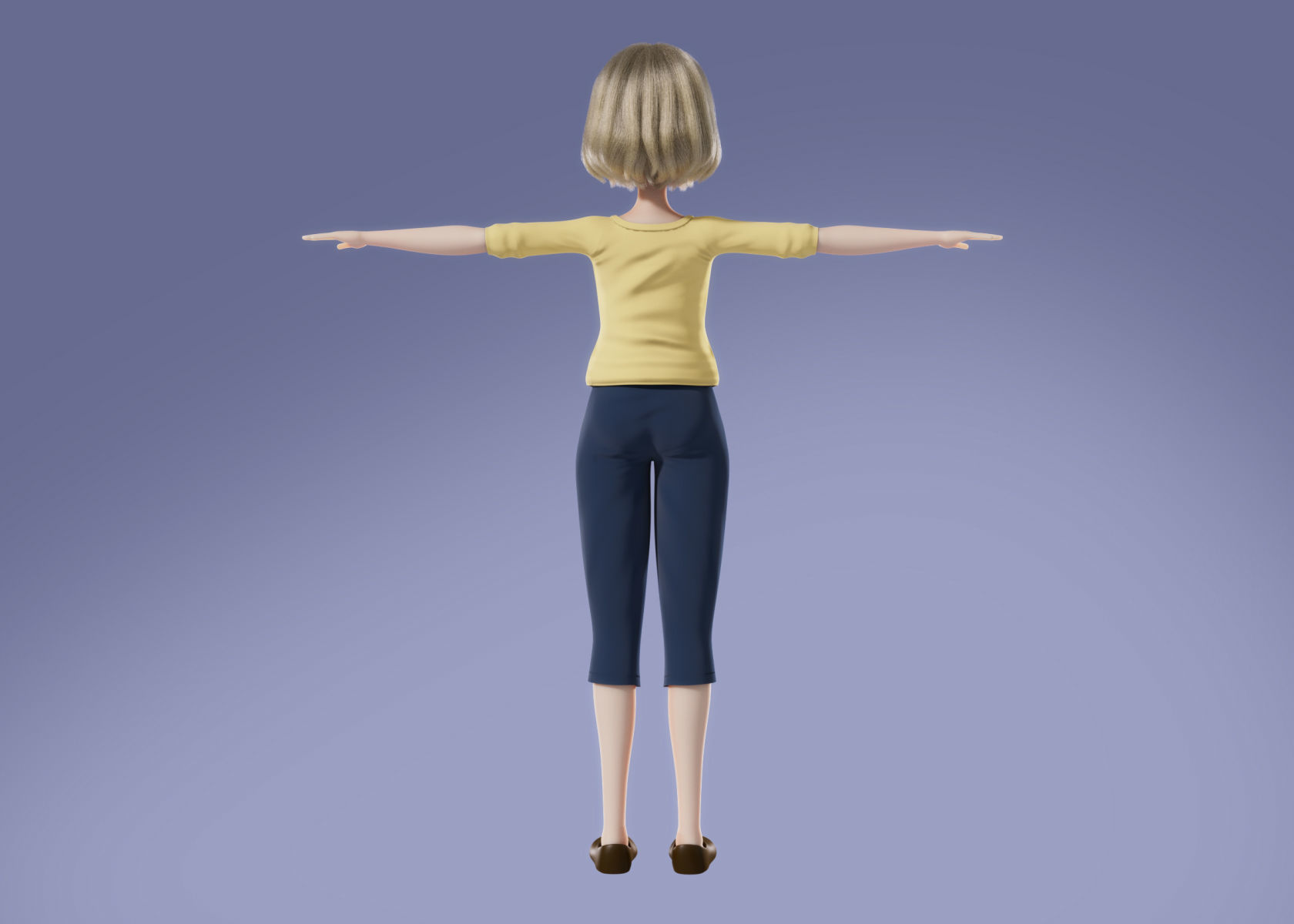Cartoon Woman 3D model Rigged 3D model_7