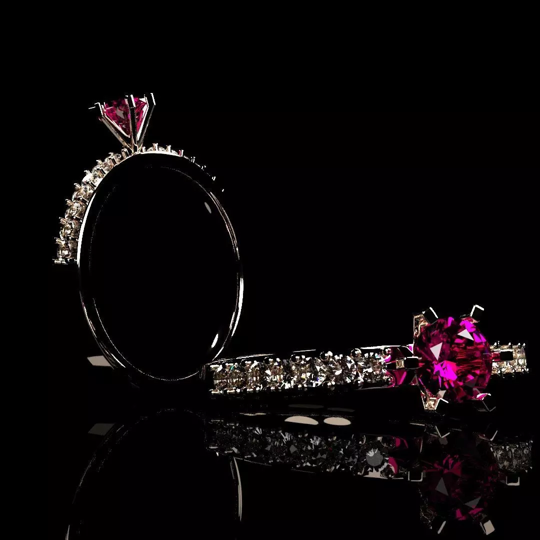 3D gold Diamond Ring for Wedding and Engagement  3D model_0