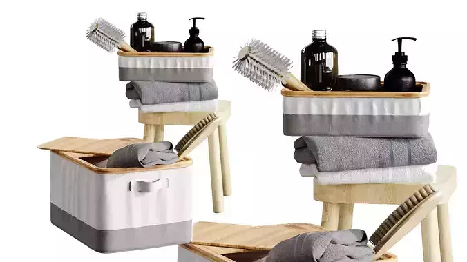 Bathroom decor ikea RABBLA Box stool  FLISAT towels brush