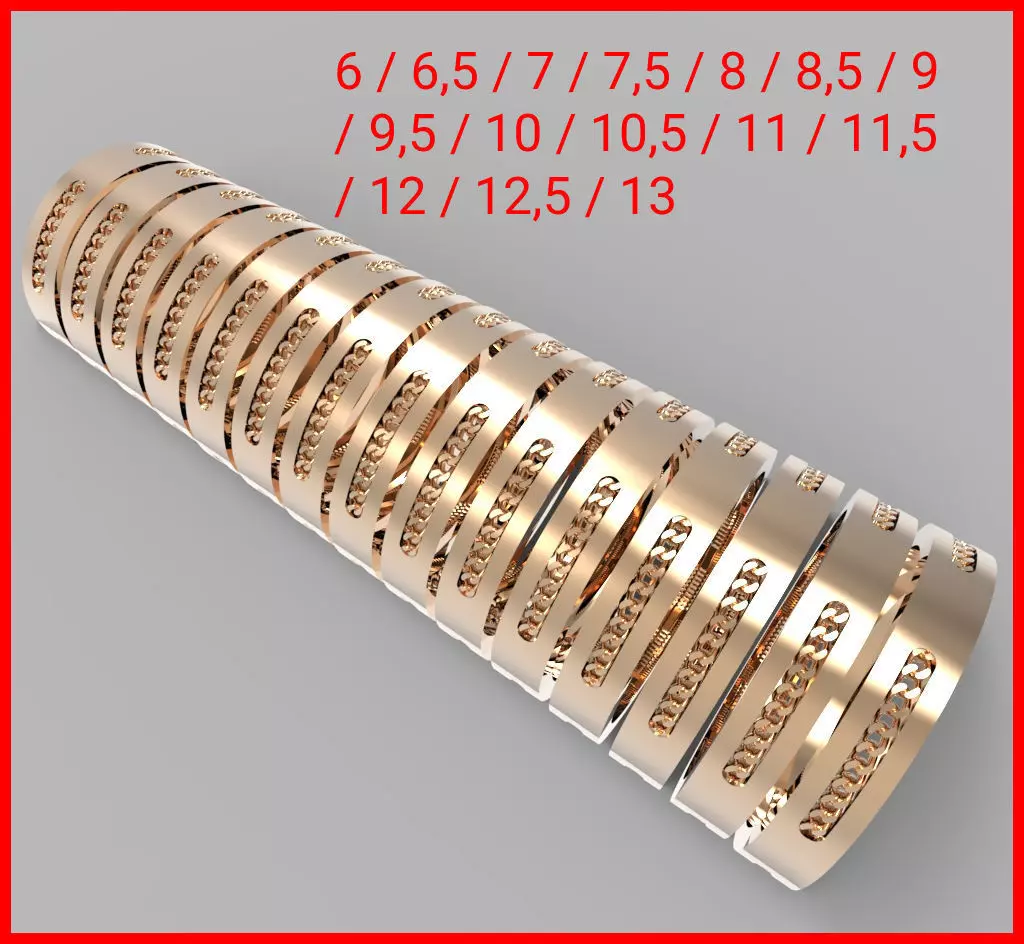 Ring Cuban Links 4mm With 3 Hole All Sizes 3D print model