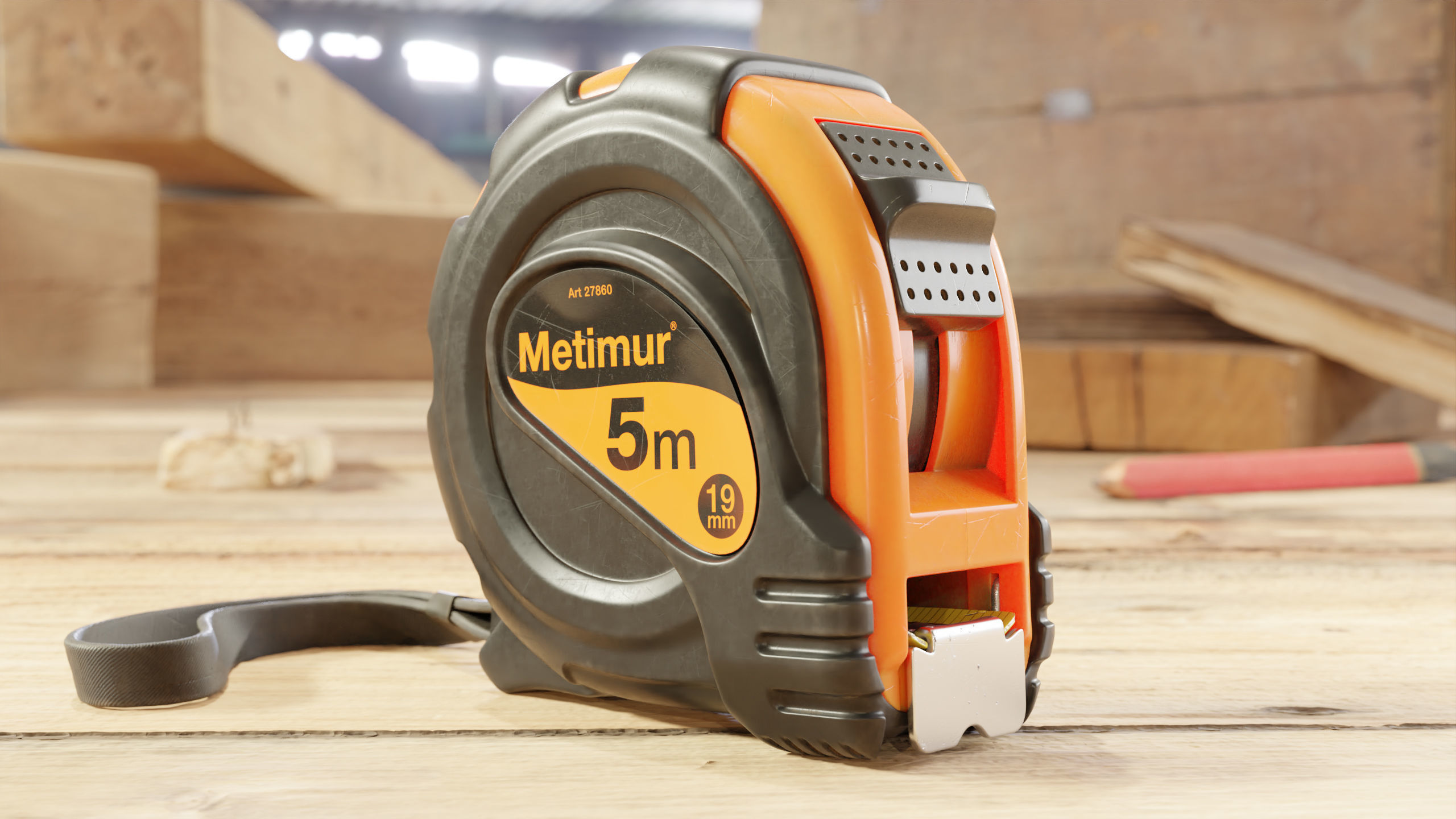 Metal retractable measuring tape 3D model_3