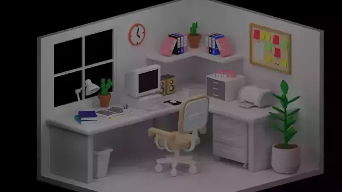 Cartoon Office Room Interior