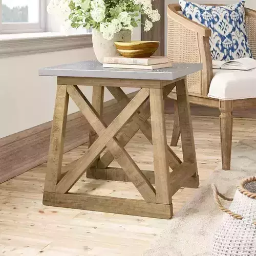 Donata Steel Cross Legs End Table