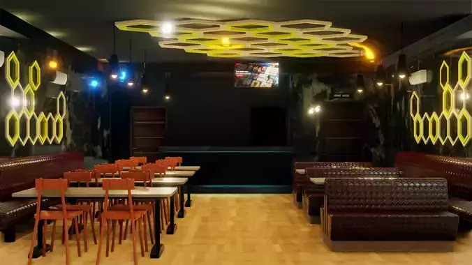 Restaurant Interior - Game Ready - PBR