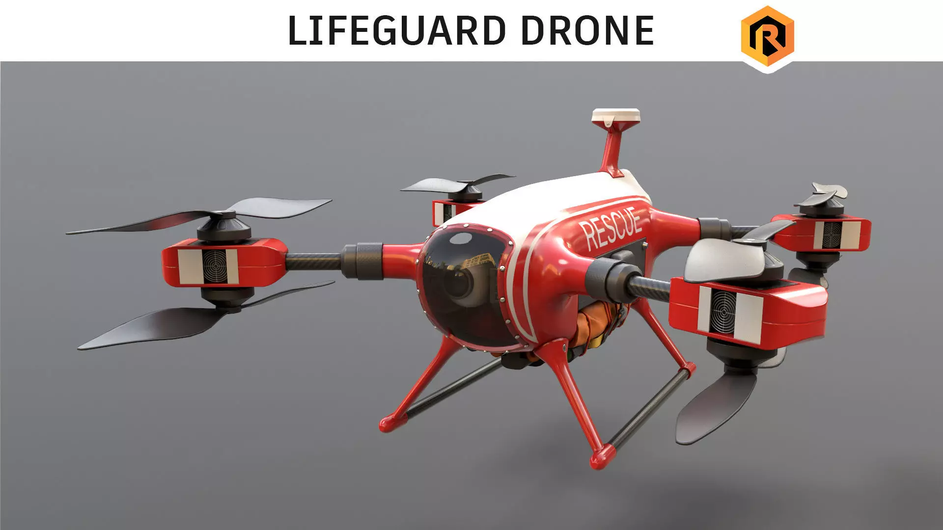 Lifeguard Drone Low-poly 3D model_0