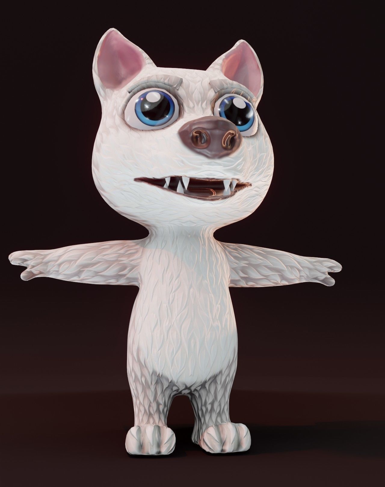 Cartoon White Wolf Rigged 3D Model Low-poly 3D model_21