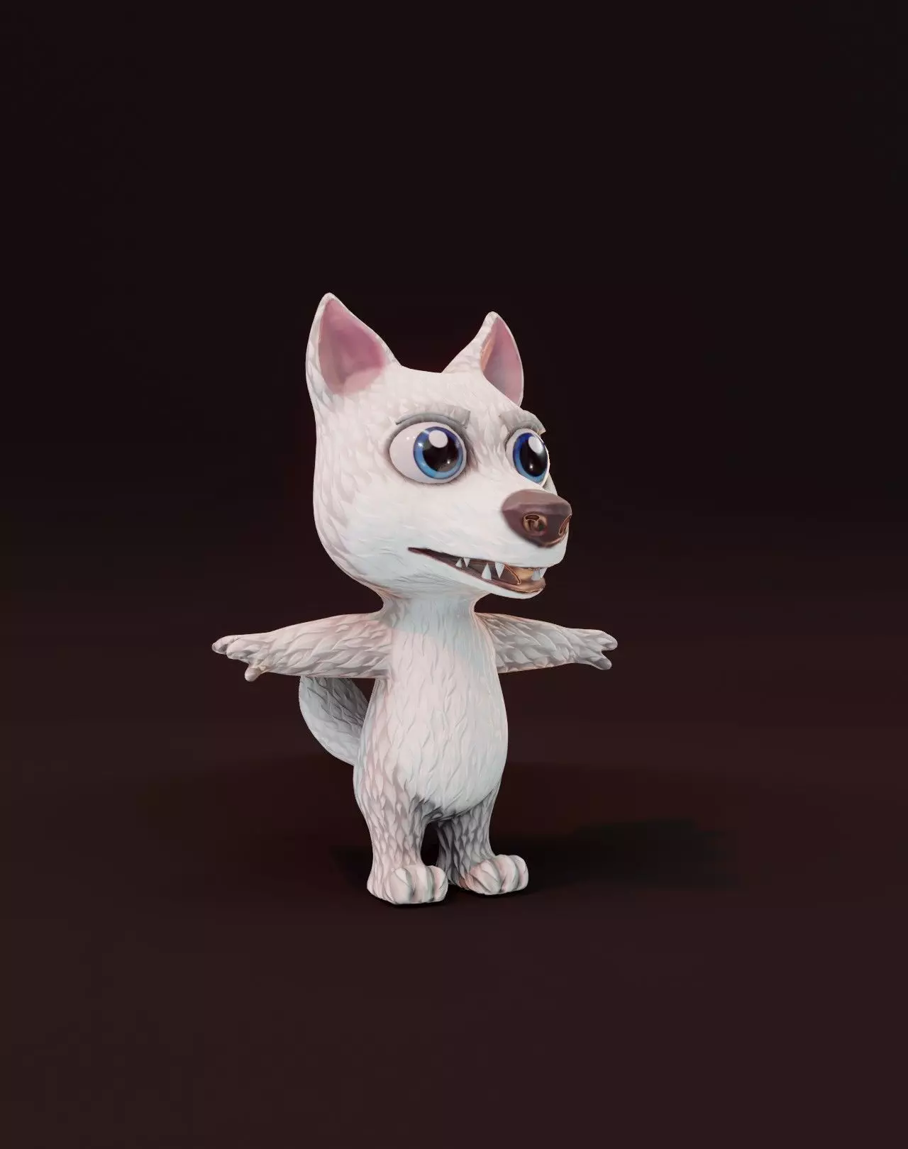 Cartoon White Wolf Rigged 3D Model Low-poly 3D model_0