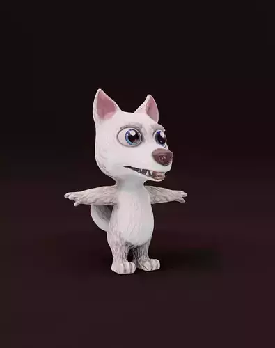 Cartoon White Wolf Rigged 3D Model