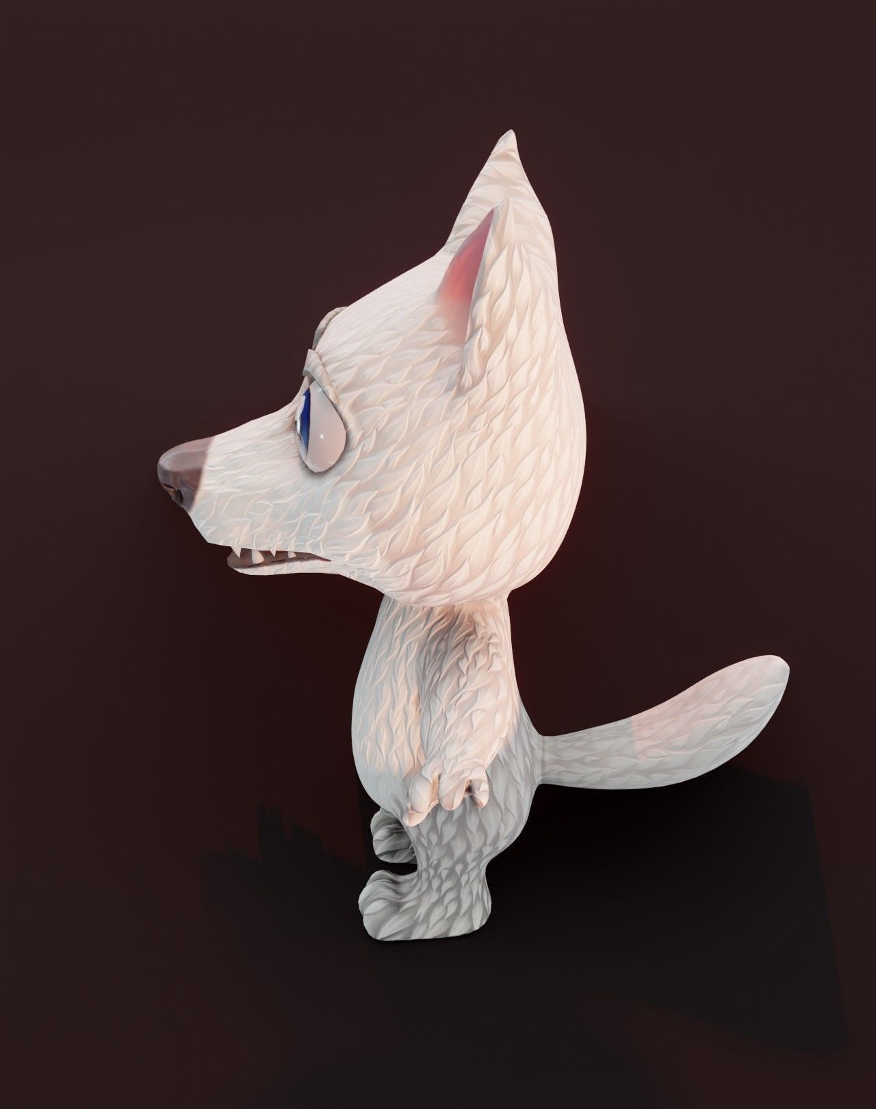 Cartoon White Wolf Rigged 3D Model Low-poly 3D model_15
