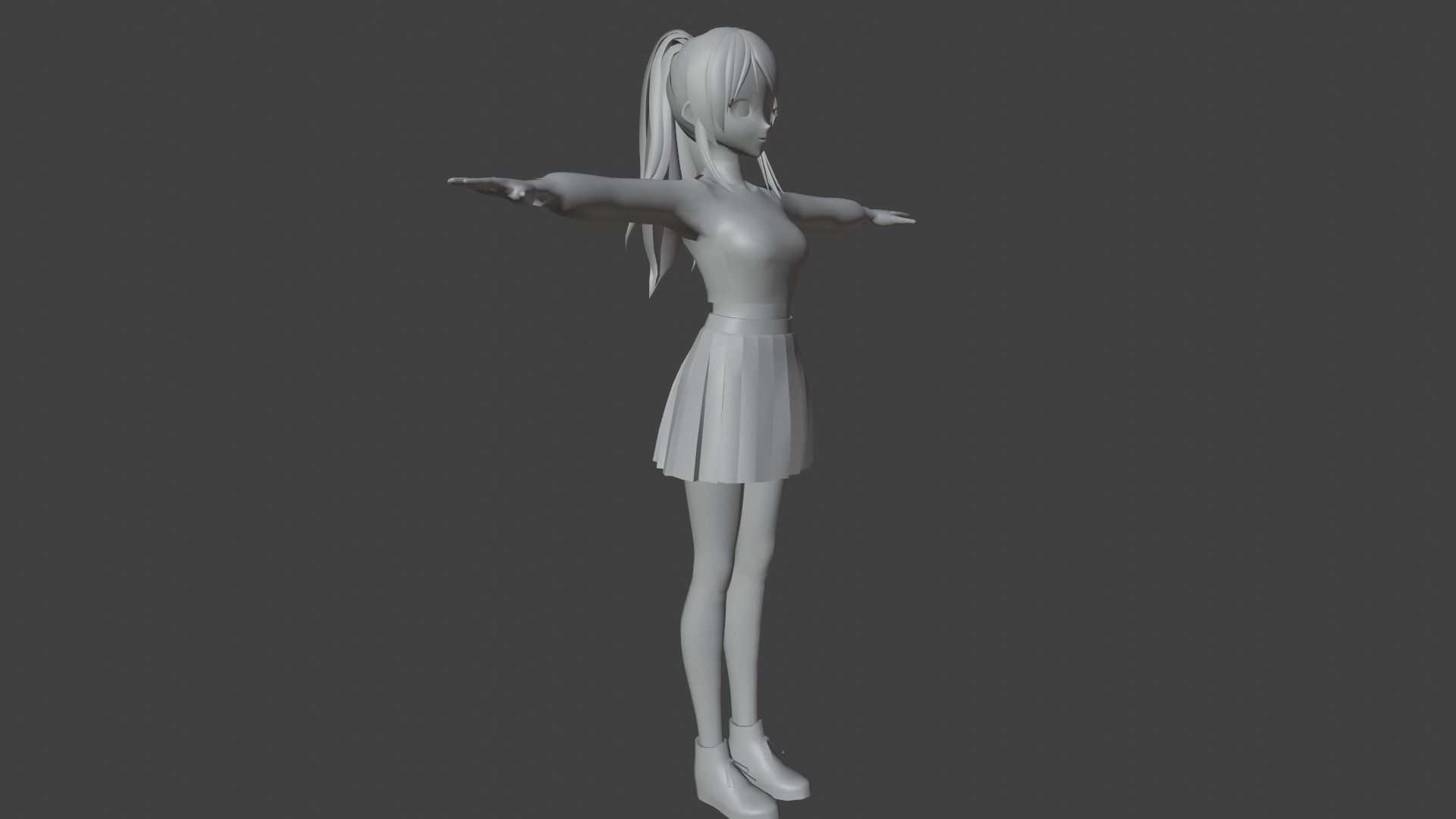 cute anime girl character - Ai Low-poly 3D model_10