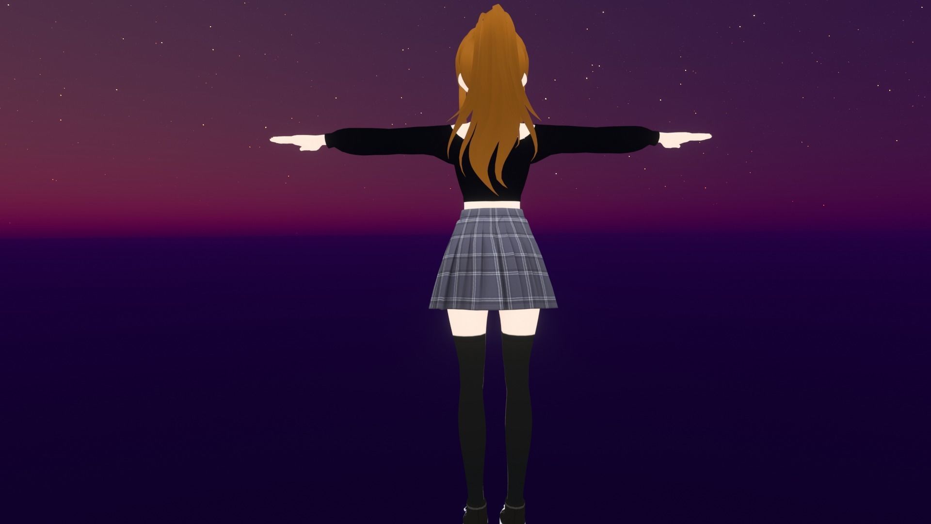 cute anime girl character - Ai Low-poly 3D model_6