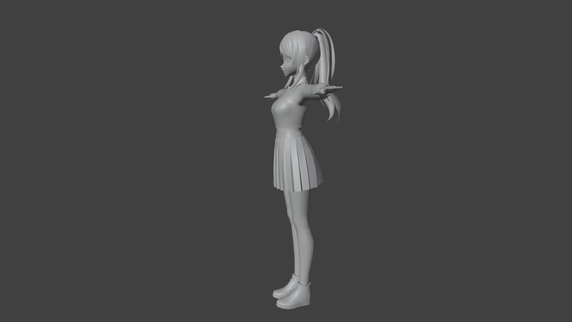 cute anime girl character - Ai Low-poly 3D model_9