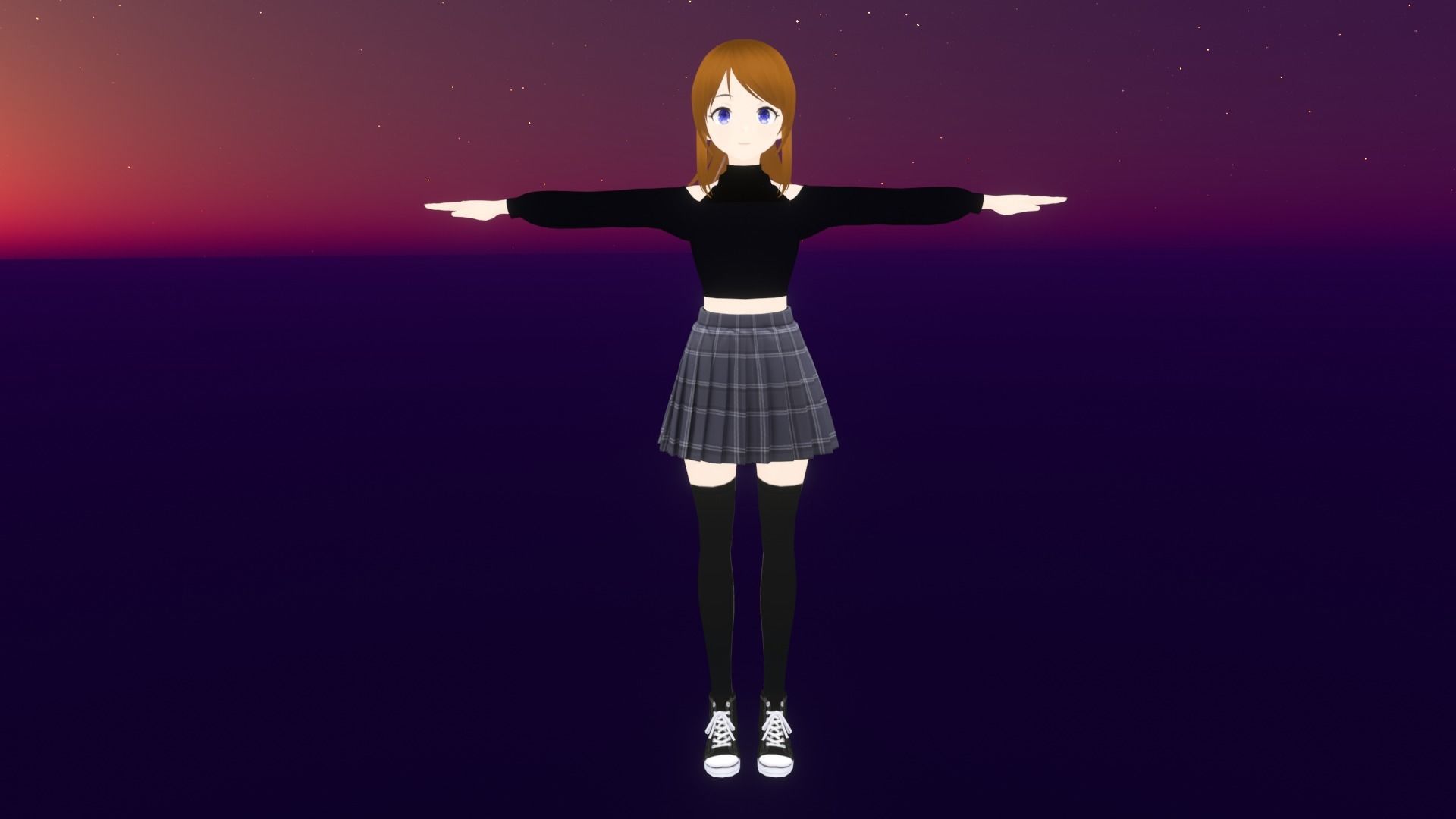 cute anime girl character - Ai Low-poly 3D model_2