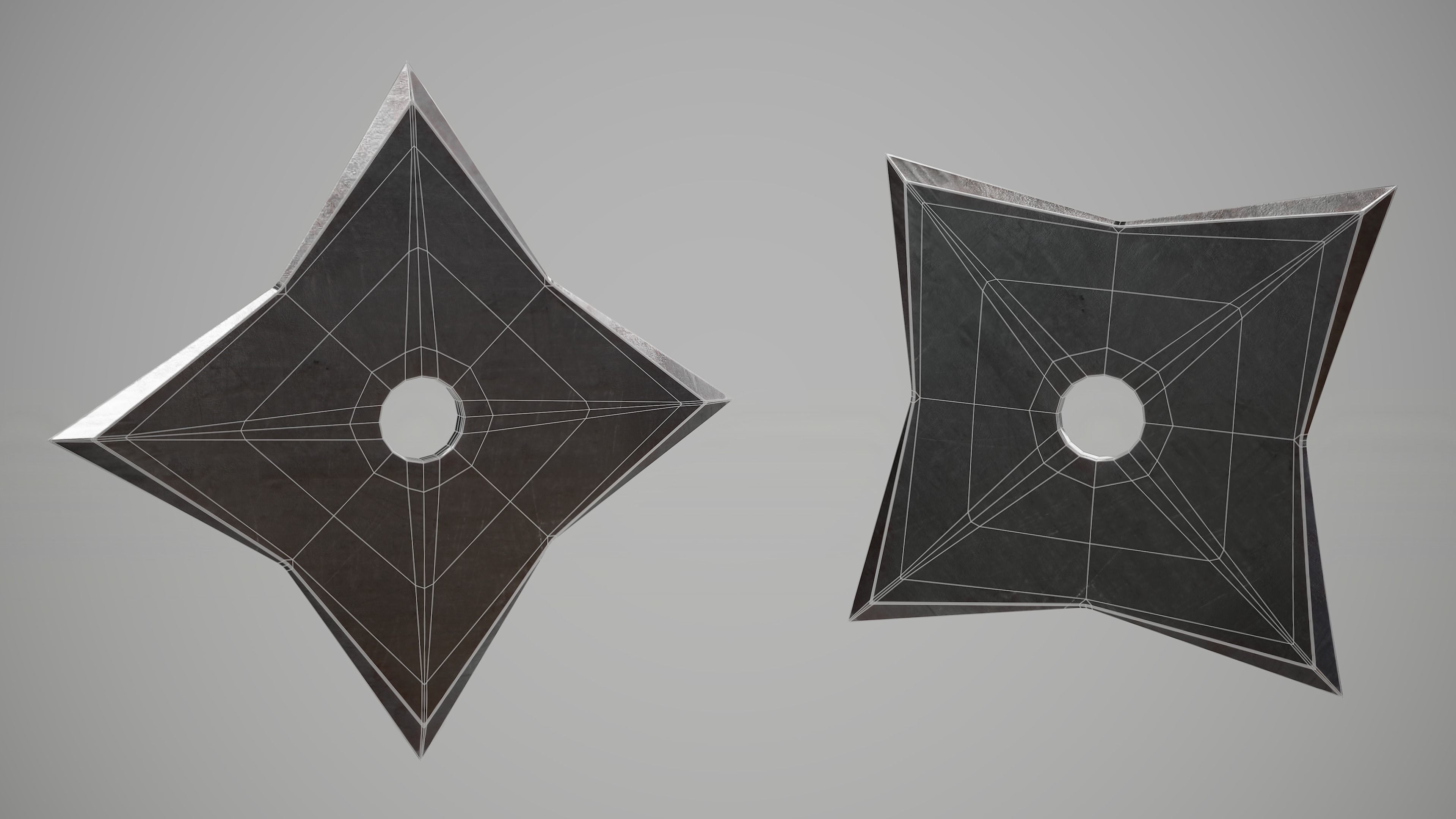 Shuriken Ninja Stars Pack Low-poly 3D model_10